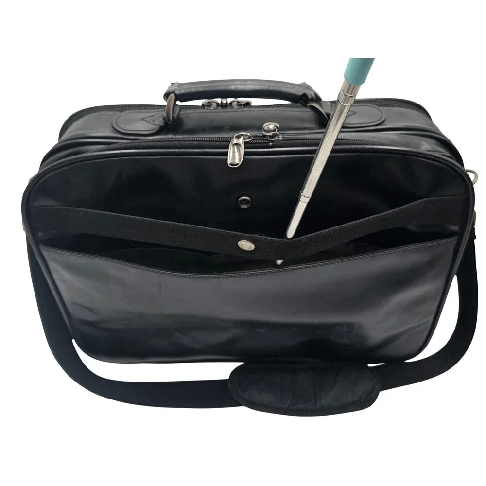 Black Faux Leather Laptop Briefcase Messenger Bag Professional Bag 15x12x6in